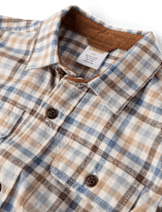 Boys Gingham Flannel Button Up Shirt - First Frost