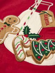 Boys Embroidered Cookies Layered Top - Royal Christmas