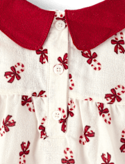 Girls Candy Cane Flannel Ruffle Nightgown - Gymmies