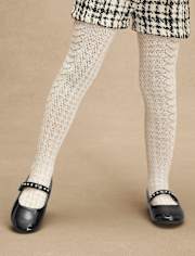 Girls Bow Cable Knit Tights 2-Pack - Petit Paris