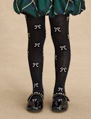 Girls Bow Cable Knit Tights 2-Pack - Petit Paris