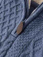 Boys Patchwork Cable Knit Quarter Zip Sweater