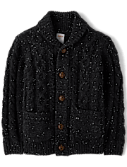 Boys Cable Knit Shawl Cardigan - Royal Christmas