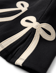 Girls Applique Bow Split Flare Jeggings - Petit Paris