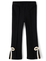 Girls Applique Bow Split Flare Jeggings - Petit Paris