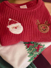 Girls Embroidered Christmas Tree Flutter Top - Royal Christmas