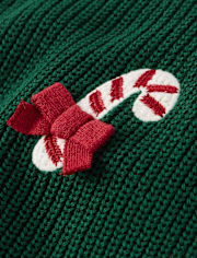 Girls Crochet Candy Cane Shaker Stitch Sweater - Royal Christmas