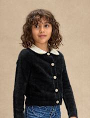 Girls Embellished Eyelash Cardigan - Royal Christmas