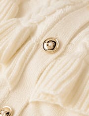 Girls Cable Knit Ruffle Sweater Cardigan - Royal Christmas