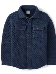 Boys Quilted Scuba Button Up Shirt - First Frost