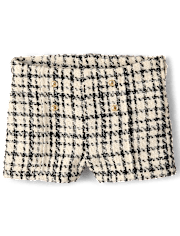 Girls Plaid Button Tweed Shorts - Petit Paris