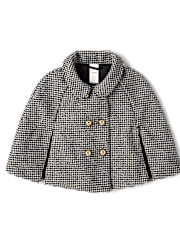 Girls Houndstooth Peter Pan Tweed Cape - Petit Paris