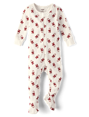 Baby Candy Cane Thermal Footed One Piece Pajamas - Gymmies