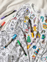 Kids Holiday DIY Coloring Snug Fit Cotton Henley Pajamas - Gymmies