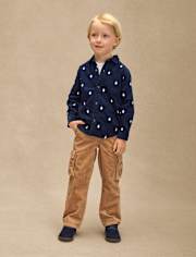 Kids Corduroy Pull On Relaxed Cargo Pants - Royal Christmas