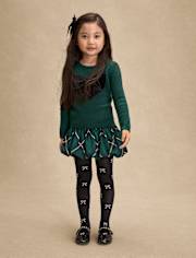 Girls Plaid Bubble Skort - Royal Christmas