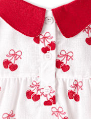 Chemise de nuit à volants en flanelle à motif cerises et cœurs pour filles - Gymmies