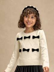 Girls Bow Sweater - Petit Paris