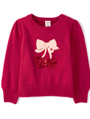 Girls Sequin Cherry Sweater - Mon Cheri