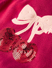 Girls Sequin Cherry Sweater - Mon Cheri