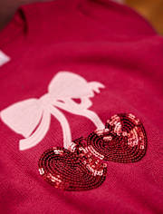 Girls Sequin Cherry Sweater - Mon Cheri