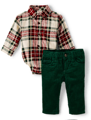 Baby Boys Plaid 2-Piece Outfit Set - Royal Christmas