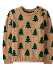 Boys Intarsia Pine Tree Sweater - Royal Christmas