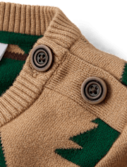Boys Intarsia Pine Tree Sweater - Royal Christmas