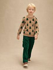 Boys Intarsia Pine Tree Sweater - Royal Christmas