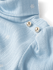 Girls Button Pointelle Turtleneck Top - First Frost