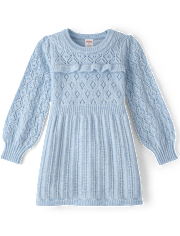 Girls Ruffle Pointelle Sweater Dress - First Frost
