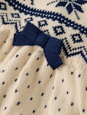 Girls Reindeer Fairisle Sweater Dress - First Frost