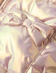 Girls Foil Quilted Ruffle Puffer Jacket - First Frost
