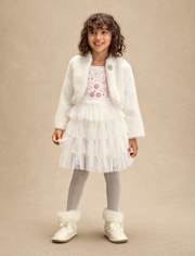 Girls Embellished Faux Fur Shrug - On Pointe
