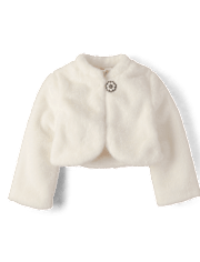 Girls Embellished Faux Fur Shrug - On Pointe