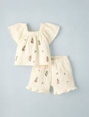 Baby Girls Peter Rabbit Flutter Gauze 2-Piece Outfit Set