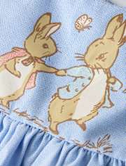 Baby Girls Peter Rabbit™ Glitter Scalloped Chambray Dress