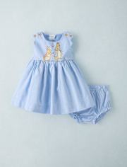 Baby Girls Peter Rabbit™ Glitter Scalloped Chambray Dress