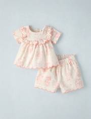 Baby Girls Peter Rabbit Embroidered Seersucker 2-Piece Outfit Set