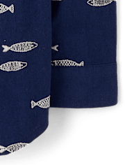 Boys Embroidered Fish Button Up Shirt - Driftwood Bay
