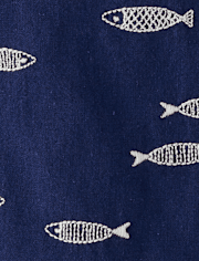 Boys Embroidered Fish Button Up Shirt - Driftwood Bay