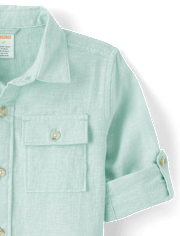 Boys Linen-Blend Button Up Shirt - Linen Edit