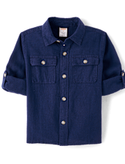 Chemise boutonnée en lin mélangé pour garçon - Édition Lin