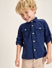 Chemise boutonnée en lin mélangé pour garçon - Édition Lin