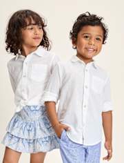 Kids Linen-Blend Button Up Shirt - Linen Edit
