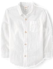Kids Linen-Blend Button Up Shirt - Linen Edit