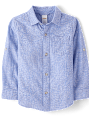 Kids Linen-Blend Button Up Shirt - Linen Edit