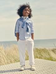 Kids Linen-Blend Button Up Shirt - Linen Edit