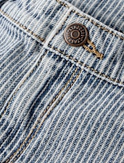 Boys Railroad Striped Denim Carpenter Shorts - Coastal Edit