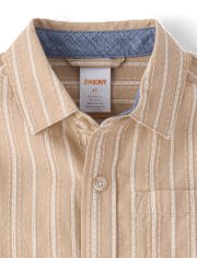 Boys Striped Linen-Blend Button Up Shirt - Linen Edit